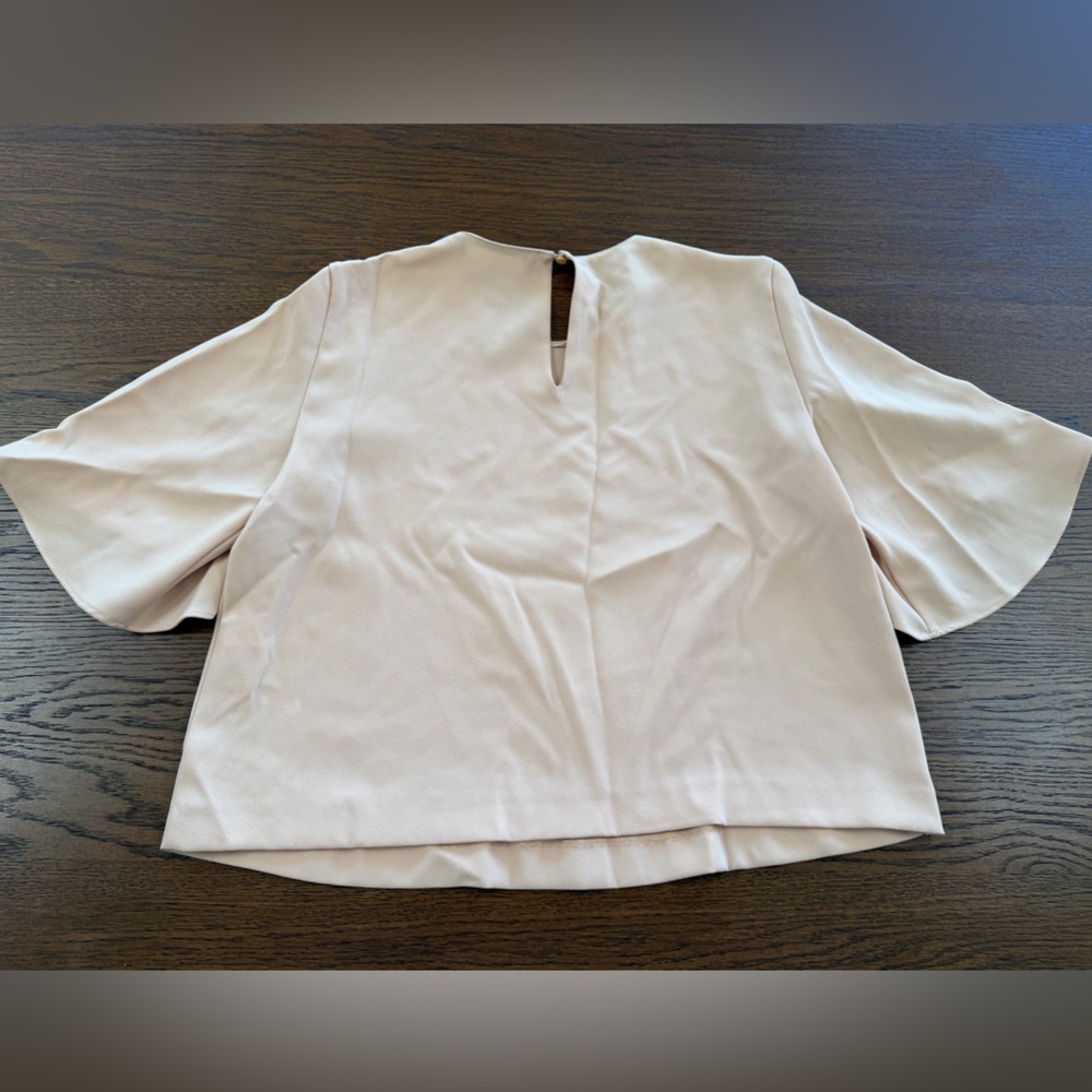 Zara Beige Short Sleeve Blouse - Picture 2 of 5